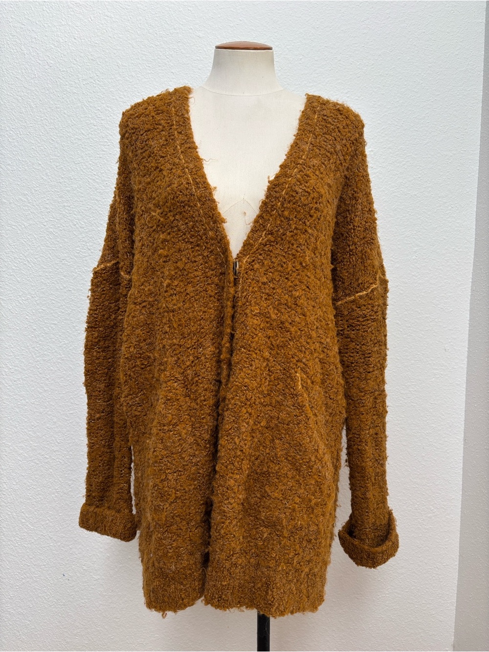 Free People Boucle Slouchy Cardigan Sweater